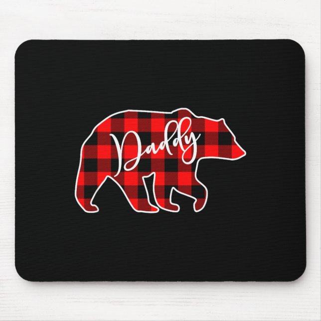 Daddy Bear Red Plaid Matching Family Christmas  Mouse Pad (Front)