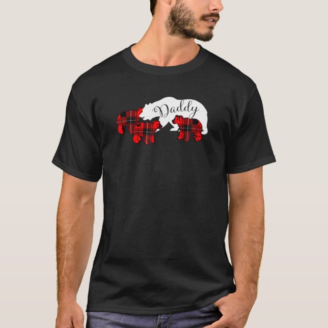 Daddy Bear Three 3 Cub Shirt Red Plaid Dad Father  (Front)