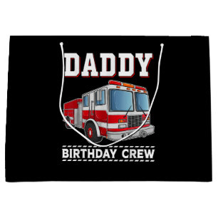 Daddy Birthday Crew Fire Truck Themed Family Match Large Gift Bag