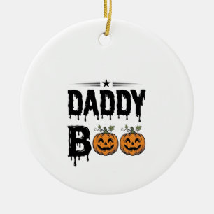 Daddy Boo Vintage Halloween Pumpkin Shirt Design_1 Ceramic Tree Decoration