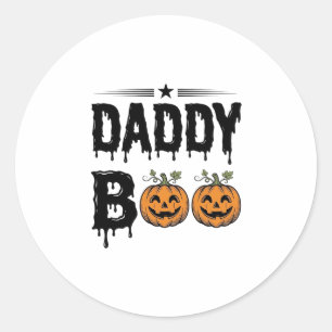 Daddy Boo Vintage Halloween Pumpkin Shirt Design_1 Classic Round Sticker