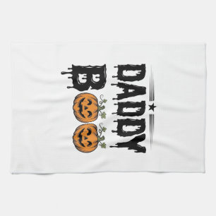 Daddy Boo Vintage Halloween Pumpkin Shirt Design_1 Tea Towel
