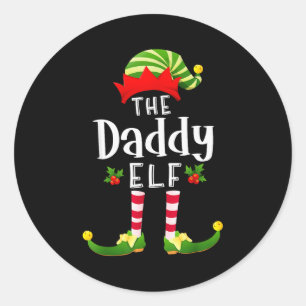 Daddy Christmas Elf Matching Pajama X-mas Party  Classic Round Sticker