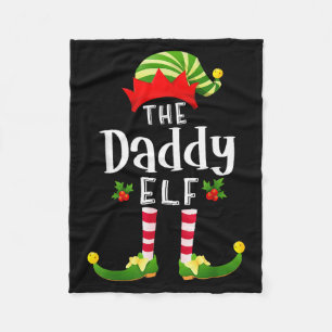 Daddy Christmas Elf Matching Pajama X-mas Party  Fleece Blanket