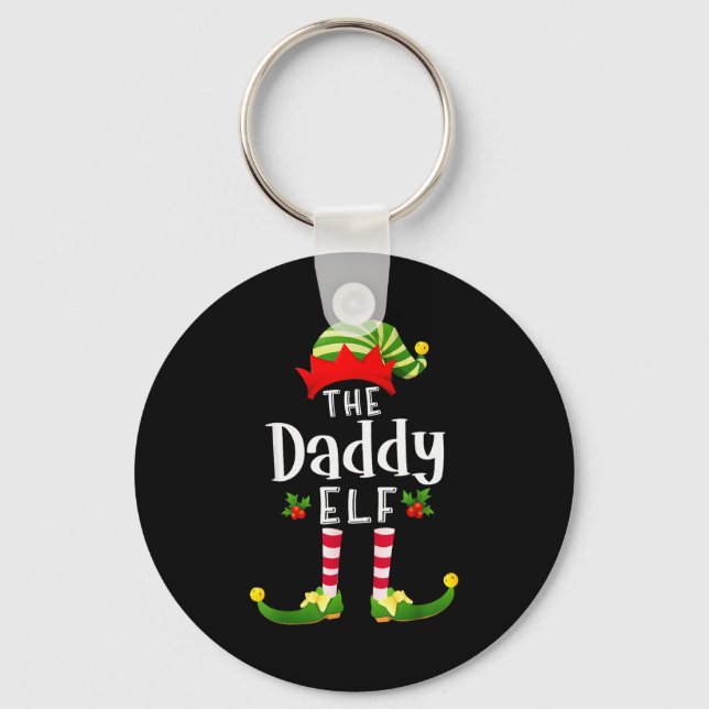 Daddy Christmas Elf Matching Pajama X-mas Party  Key Ring (Front)