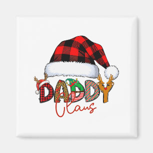 Daddy Claus Buffalo Plaid Red Santa Hat Christmas Magnet