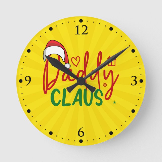 Daddy Claus Christmas Design Round Clock (Front)