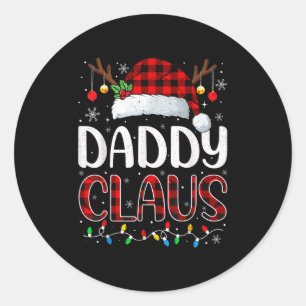 Daddy Claus Christmas Lights Pajama Family Matchin Classic Round Sticker
