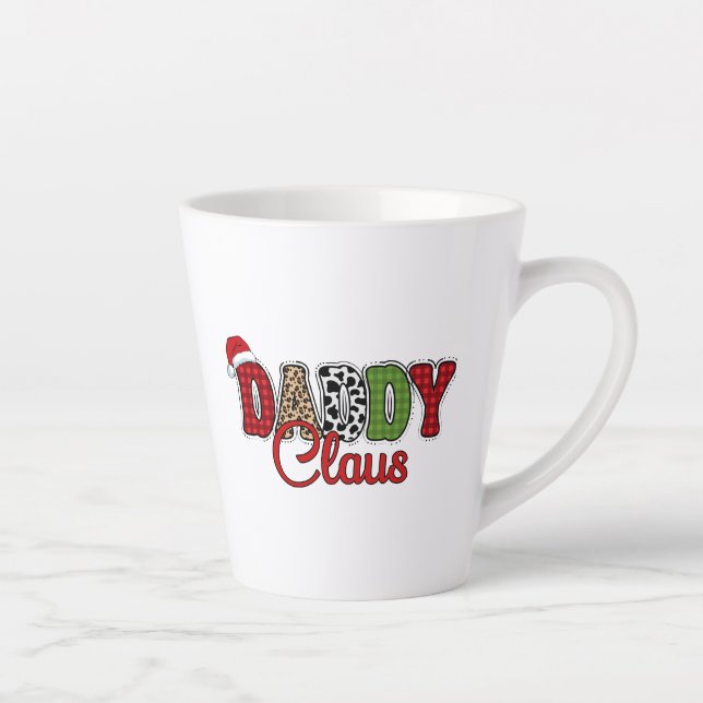 Daddy Claus Christmas Plaid Text Design-50095 Latte Mug (Right)