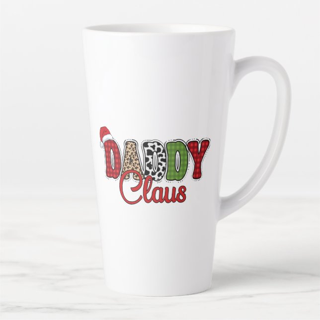 Daddy Claus Christmas Plaid Text Design-50095 Latte Mug (Right)