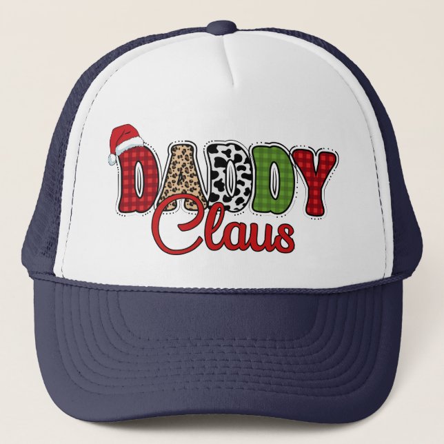 Daddy Claus Christmas Plaid Text Design-50095 Trucker Hat (Front)