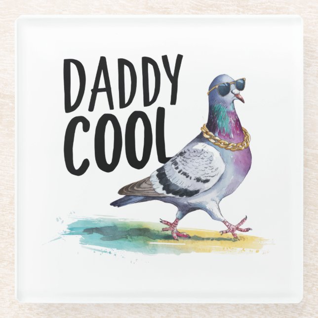 Daddy Cool Glass Coaster (Front)