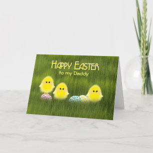 Daddy Cute Easter Chicks Speckled Eggs in Grass Holiday Card