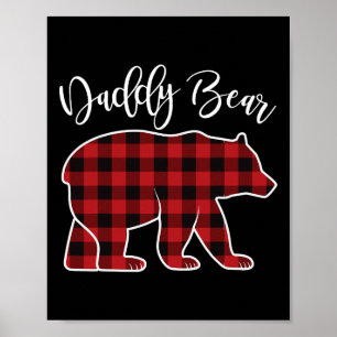 Daddy Dad Bear Pajama Red Buffalo Xmas Family Chri Poster