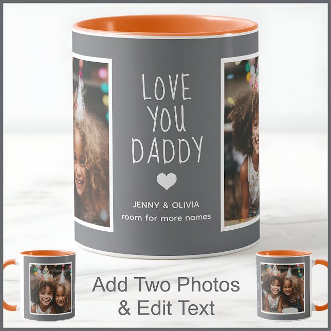 Daddy Dad Love You 2 Photos Modern Mid Gray C19    Mug (Creator Uploaded)