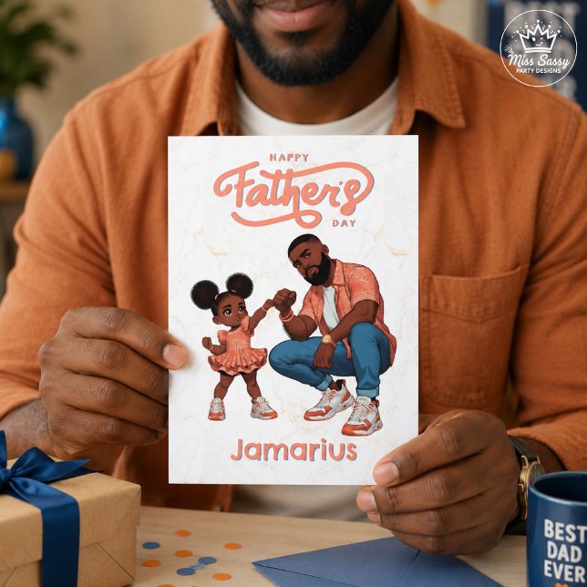 Daddy Daughter Fist Bump Father’s Day Card (Personalized Father’s Day card with father daughter artwork. Great for Dads, Brothers,  or Uncles.)
