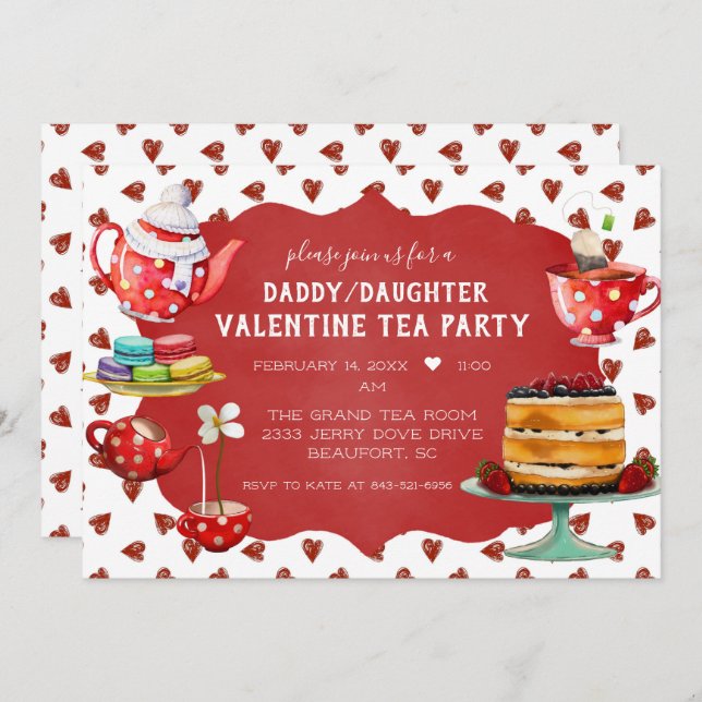 Daddy/Daughter Valentine Tea Party Invitation (Front/Back)