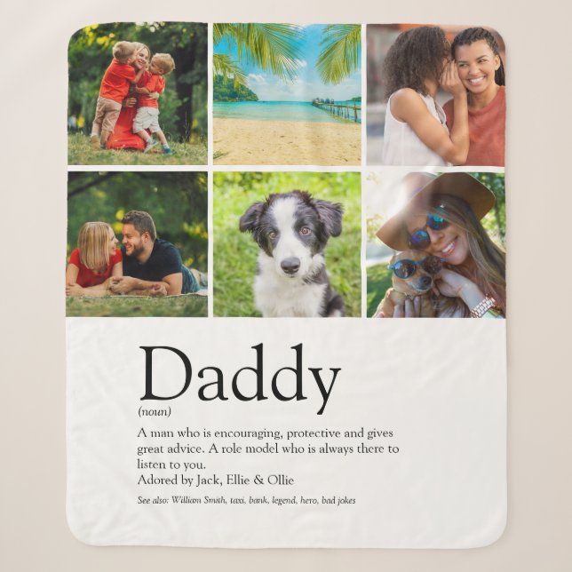 Daddy Definition Modern 6 Photo Collage Sherpa Blanket (Front)