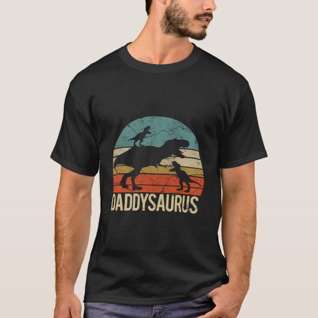 Daddy Dinosaur Daddysaurus 2 Two For Dad T-Shirt (Front)