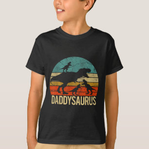 Daddy Dinosaur Daddysaurus 3 Three Kids Xmas Chris T-Shirt