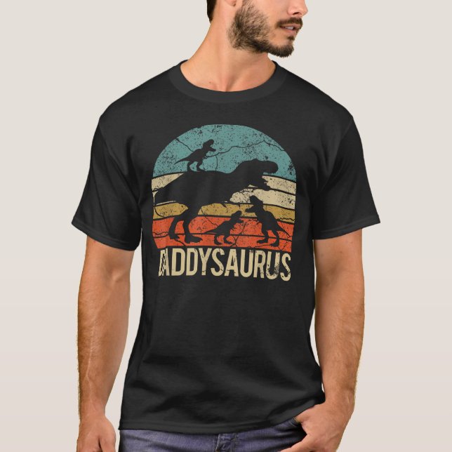 Daddy Dinosaur Daddysaurus 3 Three Xmas T-Shirt (Front)