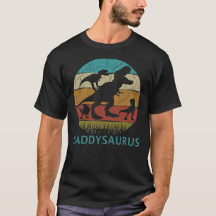 Daddy Dinosaur DaddySaurus With 3 or 2 Kids Christ T-Shirt