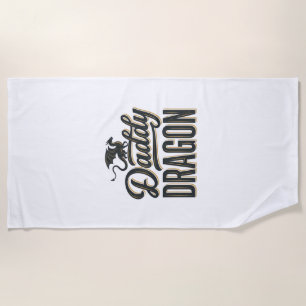 Daddy Dragon Vintage Engraving Shirt Design_1 Beach Towel