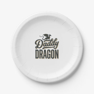Daddy Dragon Vintage Engraving Shirt Design_1 Paper Plate