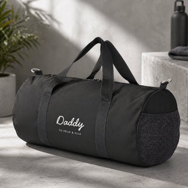 Daddy Duffel Bag | Custom Kids Names Dad Duffle (Personalized Daddy duffel bag with kids names for gym days, travel, and weekends.)