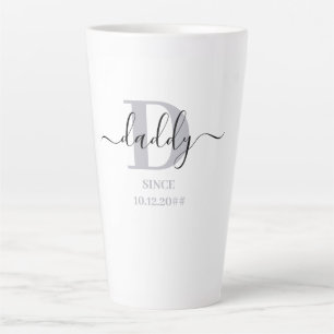 Daddy Elegant Script Dad Monogram Silver Grey Latte Mug