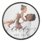 Daddy Elegant Script Minimal Father's Day Photo Hockey Puck (Front)