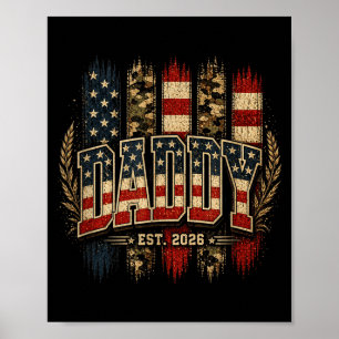 Daddy Est 2026 Flag Fathers Day Proud Family Lover Poster