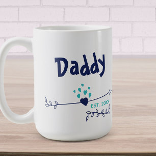 Daddy Est 20xx Hearts & Arrows Two Tone Blue Coffee Mug