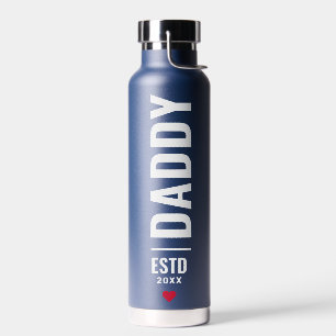 Daddy Established   Custom Date Navy Trendy  Water Bottle