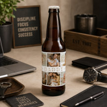 "Daddy" Fathers Day Collage Kids Photos Beer Label