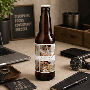 "Daddy" Fathers Day Collage Kids Photos Beer Label