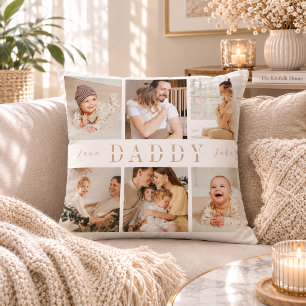 "Daddy" Fathers Day Kids Collage Throw Pillow