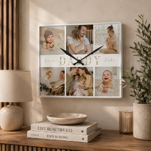 "Daddy" Fathers Day Kids Collage Wall Clock