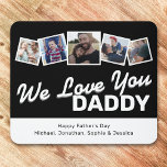 Daddy Father's Day Photo Collage Mouse Pad<br><div class="desc">Stylish fathers day photo computer mouse mat featuring a black & white theme,  5 square family pictures,  a modern "we love you daddy" typographic design,  and the kids names.</div>