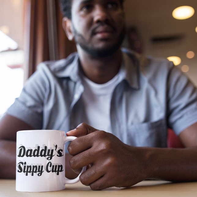 Daddy funny coffee quote black half text mug (Creator Uploaded)