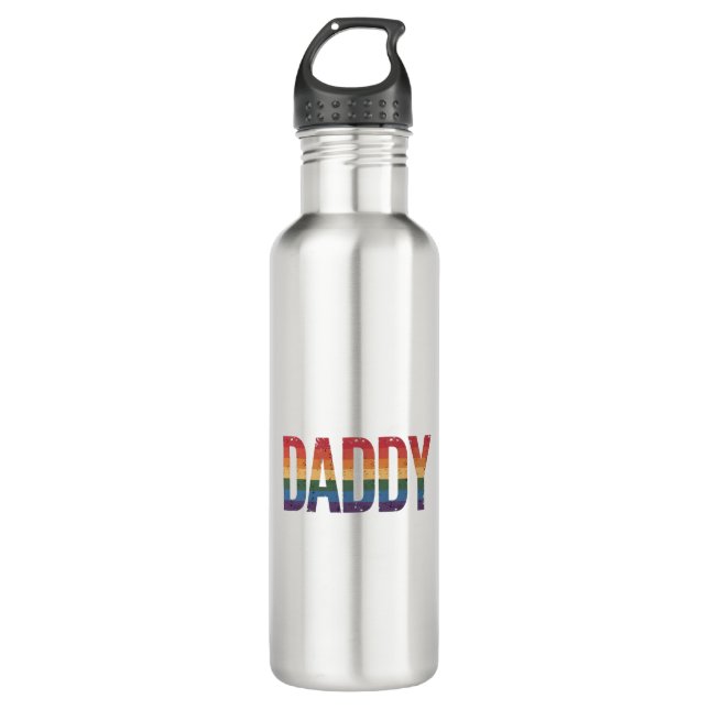 Daddy Gay Pride Month LGBTQ Father's Day Rainbow  710 Ml Water Bottle (Front)