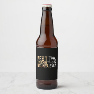 Daddy Gift Best Truckin Grumpa Ever Beer Bottle Label