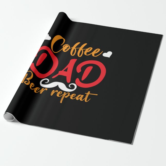 Daddy Gift Coffee Dad Beer Repeat Wrapping Paper (Unrolled)