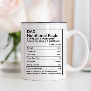 Daddy Gift, Dad Nutritional Facts Father's Day Fun Two-Tone Coffee Mug