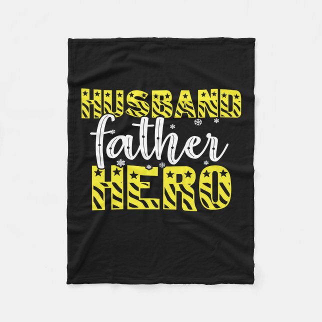 Daddy Gift Husband Father Hero Fleece Blanket (Front)