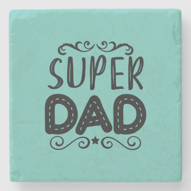 Daddy Gift Proud Super Dad Stone Coaster (Front)