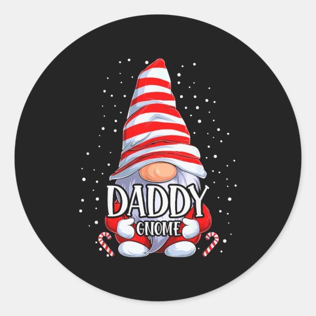 Daddy Gnome Christmas Pajamas Matching Family Grou Classic Round Sticker (Front)