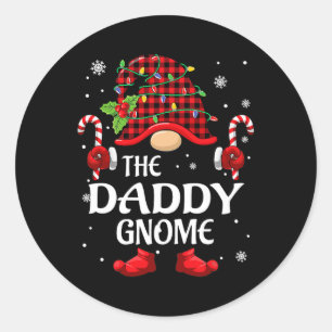 Daddy Gnome Matching Christmas PJS For Family  Classic Round Sticker