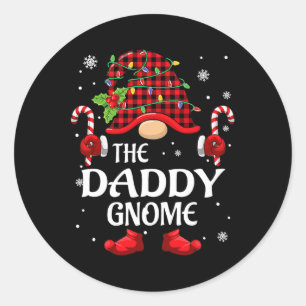 Daddy Gnome Matching Christmas Pjs For Family Classic Round Sticker