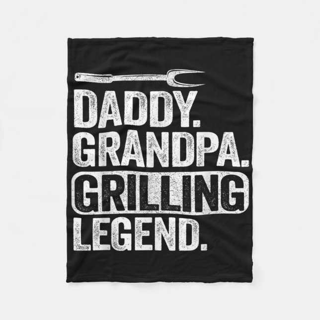 Daddy Grandpa Grilling Legend Smoking Meat Funny B Fleece Blanket (Front)